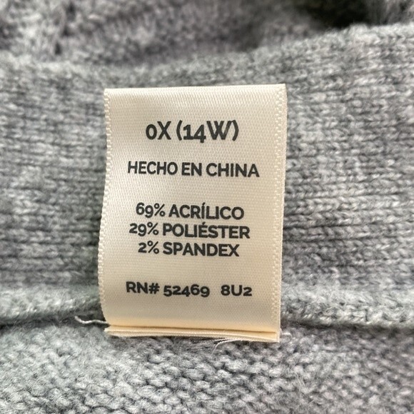 Terra Sky Plus Size Long Line Open Front Cardigan Sweater Gray Knit Pockets - Picture 10 of 16